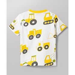 Babyhug 100% Cotton Knit Half Sleeves Co-Ords T-Shirt & Shorts Night Suit with Vehicle Print Pack of 2 - Green & White