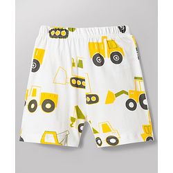 Babyhug 100% Cotton Knit Half Sleeves Co-Ords T-Shirt & Shorts Night Suit with Vehicle Print Pack of 2 - Green & White