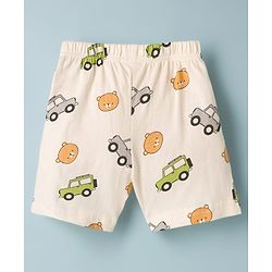 Babyhug Cotton Knit Half Sleeves T-Shirt & Shorts Night Suit With Jeep Print - White