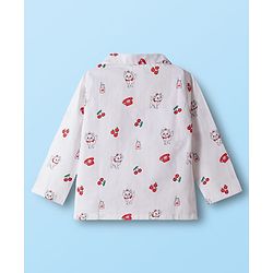Babyhug Disney Cotton Woven Full Sleeves Shirt & Pyjama Co-ord Night Suit With Marie Print - White