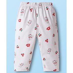 Babyhug Disney Cotton Woven Full Sleeves Shirt & Pyjama Co-ord Night Suit With Marie Print - White