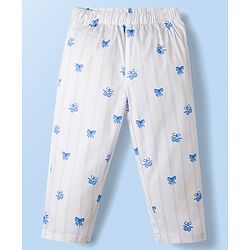 Babyhug Disney 100% Cotton Woven Full Sleeves Co-Ords Shirt & Pyjama Night Suit With Minnie Mouse Print - Light Blue & White