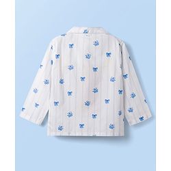 Babyhug Disney 100% Cotton Woven Full Sleeves Co-Ords Shirt & Pyjama Night Suit With Minnie Mouse Print - Light Blue & White