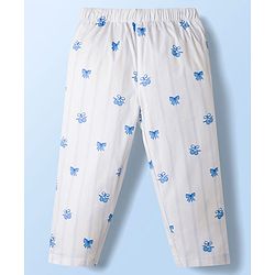 Babyhug Disney 100% Cotton Woven Full Sleeves Co-Ords Shirt & Pyjama Night Suit With Minnie Mouse Print - Light Blue & White