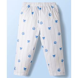 Babyhug Disney 100% Cotton Woven Full Sleeves Co-Ords Shirt & Pyjama Night Suit With Minnie Mouse Print - Light Blue & White
