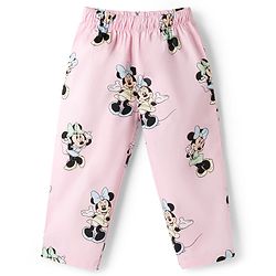 Babyhug Disney Cotton Woven Full Sleeves Shirt & Pyjama Co-ord Night Suit With Minnie Mouse Print - Pink
