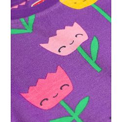 Babyhug Cotton Knit Half Sleeves Co-ords T-Shirt & Shorts Night Suit with Floral Print - Purple