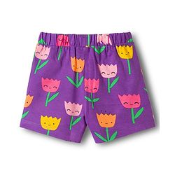 Babyhug Cotton Knit Half Sleeves Co-ords T-Shirt & Shorts Night Suit with Floral Print - Purple