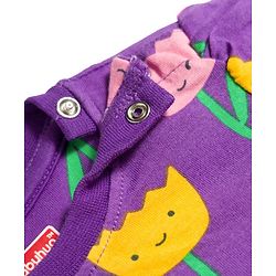 Babyhug Cotton Knit Half Sleeves Co-ords T-Shirt & Shorts Night Suit with Floral Print - Purple