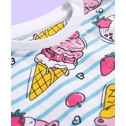 Babyhug Cotton Knit Half Sleeves Co-ords T-Shirt & Shorts Night Suit with Ice Cream Print & Stripes - Multicolor