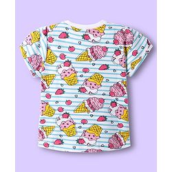 Babyhug Cotton Knit Half Sleeves Co-ords T-Shirt & Shorts Night Suit with Ice Cream Print & Stripes - Multicolor