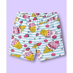 Babyhug Cotton Knit Half Sleeves Co-ords T-Shirt & Shorts Night Suit with Ice Cream Print & Stripes - Multicolor