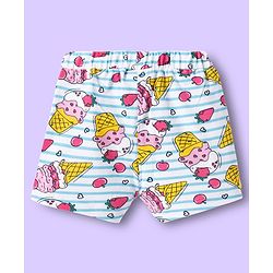 Babyhug Cotton Knit Half Sleeves Co-ords T-Shirt & Shorts Night Suit with Ice Cream Print & Stripes - Multicolor
