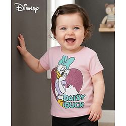 Pine Kids Disney Single Jersey Knit Half Sleeves T-Shirt with Daisy Duck Graphic - Pink