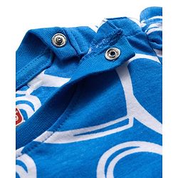 Babyhug Cotton Knit Half Sleeves Hearts Printed Co-Ords T-Shirt & Pyjama Night Suit - Blue
