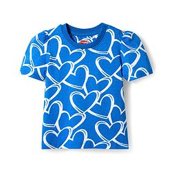 Babyhug Cotton Knit Half Sleeves Hearts Printed Co-Ords T-Shirt & Pyjama Night Suit - Blue