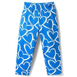 Babyhug Cotton Knit Half Sleeves Hearts Printed Co-Ords T-Shirt & Pyjama Night Suit - Blue