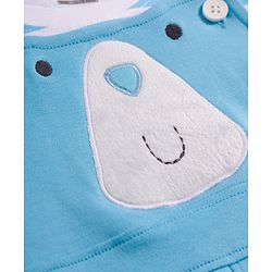 Babyhug Single Jersey Knit Half Sleeves Striped T-Shirt & Dungarees Set with Embroidery - Blue
