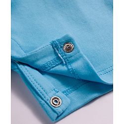 Babyhug Single Jersey Knit Half Sleeves Striped T-Shirt & Dungarees Set with Embroidery - Blue
