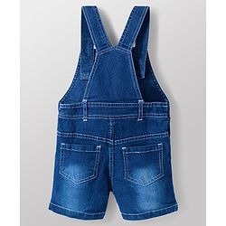 Babyhug Single Jersey Knit Half Sleeves Printed T-Shirt with Denim Dungaree - Blue & Sea Green