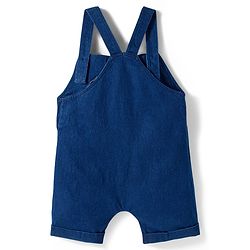 Babyhug Single Jersey Knit Half Sleeves Dino Printed T-Shirt & Denim Dungaree with Patch - Orange & Blue
