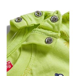Babyhug Single Jersey Knit Half Sleeves Text Printed T-Shirt & Denim Dungaree with Tree Embroidery - Limegreen  & Blue