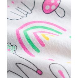 Babyhug Cotton Knit Half Sleeves Nighty With Animal & Floral Print - White