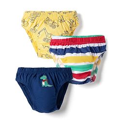 Babyhug 100% Cotton Single Jersey Knit Antibacterial Briefs With Car & Dino Print Pack of 3 - Multicolor