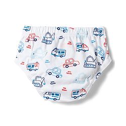 Babyhug 100% Cotton Knit Antibacterial Vehicle Printed Briefs Pack of 3 - Blue Navy & White