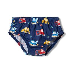 Babyhug 100% Cotton Knit Antibacterial Vehicle Printed Briefs Pack of 3 - Blue Navy & White