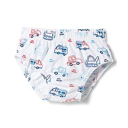 Babyhug 100% Cotton Knit Antibacterial Vehicle Printed Briefs Pack of 3 - Blue Navy & White