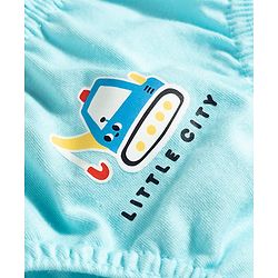 Babyhug 100% Cotton Knit Antibacterial Vehicle Printed Briefs Pack of 3 - Blue Navy & White
