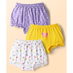 Babyhug 100% Cotton Knit Polka Dots & Floral Printed Antibacterial Bloomers Pack Of 3 - Multicolour