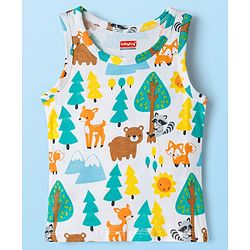 Babyhug 100% Cotton Single Jersey Knit Antibacterial Sleeveless Vests With Forest Print Pack of 3 - Multicolor
