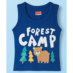 Babyhug 100% Cotton Single Jersey Knit Antibacterial Sleeveless Vests With Forest Print Pack of 3 - Multicolor
