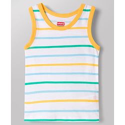 Babyhug 100% Antibacterial Cotton Knit Sleeveless Striped & Nautical Theme Printed Vests Pack of 3 - Blue White & Green
