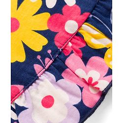 Babyhug Cotton Knit Half Sleeves Nighty with Floral Print - Multicolor