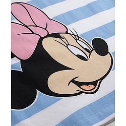 Babyhug Disney 100% Cotton Knit Half Sleeves Striped Nighty With Minnie Mouse Graphic - Multi Color