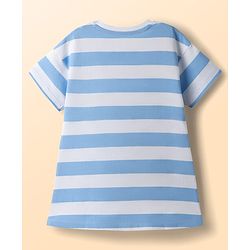 Babyhug Disney 100% Cotton Knit Half Sleeves Striped Nighty With Minnie Mouse Graphic - Multi Color