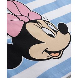 Babyhug Disney 100% Cotton Knit Half Sleeves Striped Nighty With Minnie Mouse Graphic - Multi Color