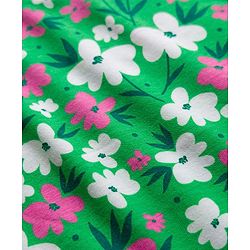 Babyhug Cotton Knit Half Sleeves Floral Printed A Line Nighty - Green