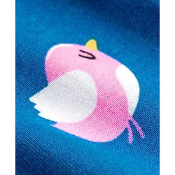 Babyhug Cotton Knit Half Sleeves Bird Printed Nighty - Blue