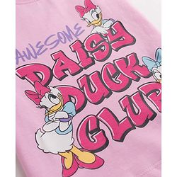 Babyhug Disney Single Jersey Knit Half Sleeves T-Shirt & Pyjama Night Suit with Daisy Duck Graphics - Pink