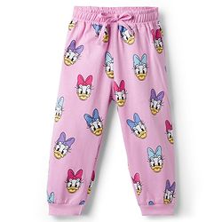 Babyhug Disney Single Jersey Knit Half Sleeves T-Shirt & Pyjama Night Suit with Daisy Duck Graphics - Pink