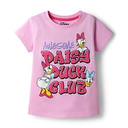 Babyhug Disney Single Jersey Knit Half Sleeves T-Shirt & Pyjama Night Suit with Daisy Duck Graphics - Pink