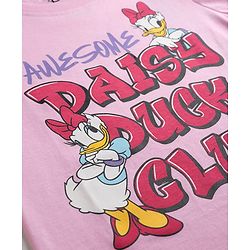 Babyhug Disney Single Jersey Knit Half Sleeves T-Shirt & Pyjama Night Suit with Daisy Duck Graphics - Pink