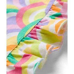 Babyhug Cotton Knit Frill Sleeves Nighty with Rainbow Print - Yellow