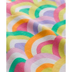 Babyhug Cotton Knit Frill Sleeves Nighty with Rainbow Print - Yellow