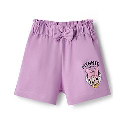 Babyhug Disney Single Jersey Knit Above Knee Length Shorts with Minnie Mouse Graphic & Bow Applique Pack of 2 - Multicolor