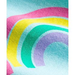 Babyhug Cotton Knit Half Sleeves Nighty With Floral Fruit & Rainbow Print - Light Blue